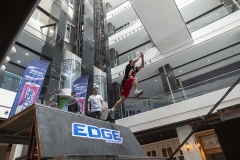 NPDL12JUL2822. An Iranian athlete competes during a Parkour Speed Run competition in a shopping mall which is currently under constructions in northwestern Tehran on July 28, 2022.
