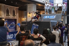 NPDL13JUL2822. An Iranian athlete competes during a Parkour Speed Run competition in a shopping mall which is currently under constructions in northwestern Tehran on July 28, 2022.