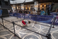 NPDL14JUL2822. An Iranian athlete competes during a Parkour Speed Run competition in a shopping mall which is currently under constructions in northwestern Tehran on July 28, 2022.