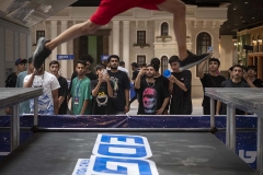 NPDL15JUL2822. An Iranian athlete competes during a Parkour Speed Run competition in a shopping mall which is currently under constructions in northwestern Tehran on July 28, 2022.