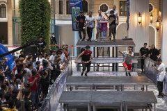 NPDL17JUL2822. Two Iranian athletes compete during a Parkour Speed Run competition in a shopping mall which is currently under constructions in northwestern Tehran on July 28, 2022.